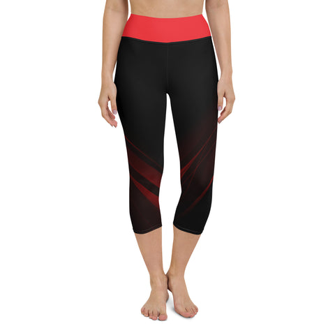 "Scarlet Streaks: Black Leggings with a Sexy Red Line Twist"