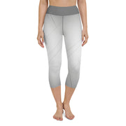 "Silver Lined Capri Leggings: Elegant Metallic Stripe Design"