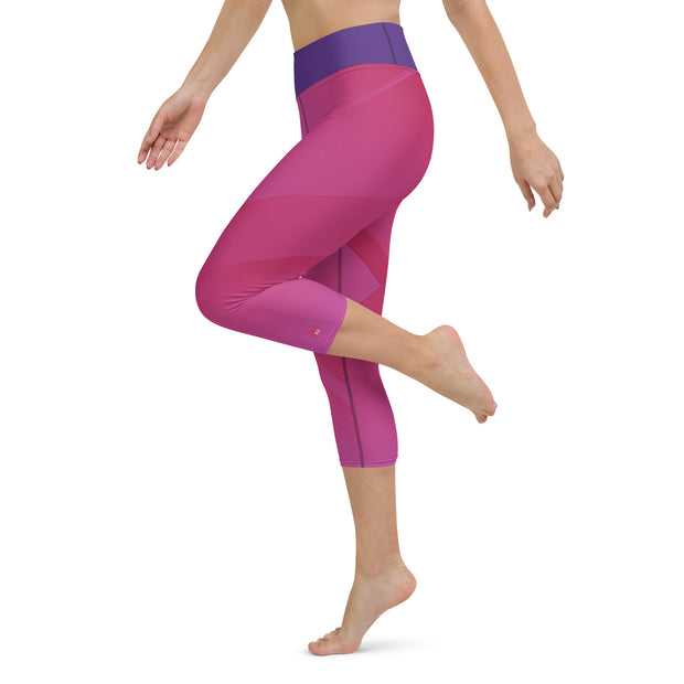 "Blush Enchantment: Flirty Pink Capri Leggings for a Captivating Appeal"