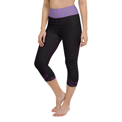 "Galactic Pulse: Neon Pink on Cosmic Black Leggings Design"