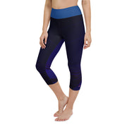 "Midnight Elegance: Sexy Dark Blue Capri Leggings"