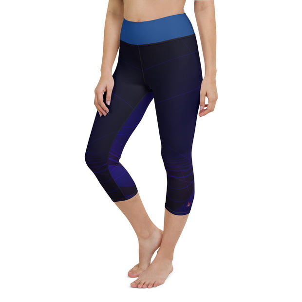 "Midnight Elegance: Sexy Dark Blue Capri Leggings"