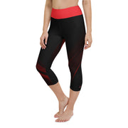 "Scarlet Streaks: Black Leggings with a Sexy Red Line Twist"