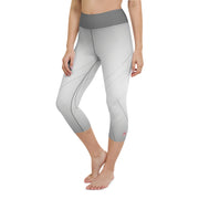 "Silver Lined Capri Leggings: Elegant Metallic Stripe Design"