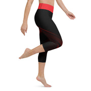 "Scarlet Streaks: Black Leggings with a Sexy Red Line Twist"