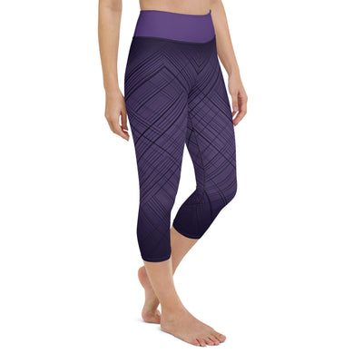 "Plush Purple Allure: High-Rise Capri Leggings for a Seductive Silhouette"