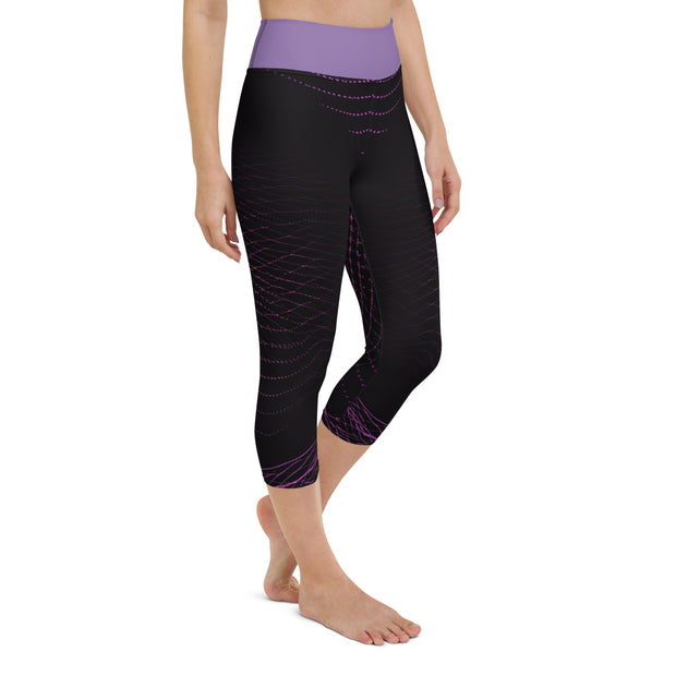 "Galactic Pulse: Neon Pink on Cosmic Black Leggings Design"