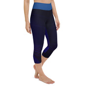 "Midnight Elegance: Sexy Dark Blue Capri Leggings"