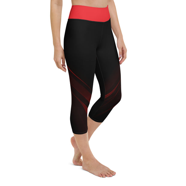 "Scarlet Streaks: Black Leggings with a Sexy Red Line Twist"