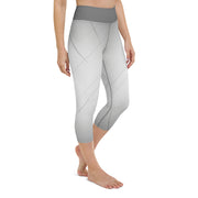 "Silver Lined Capri Leggings: Elegant Metallic Stripe Design"