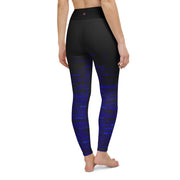 "Midnight Blue Accent High-Waisted Black Leggings"