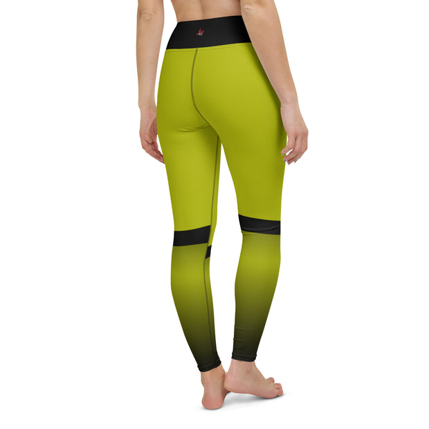 "Emerald Allure: Sultry Green Leggings with Bold Black Highlights"