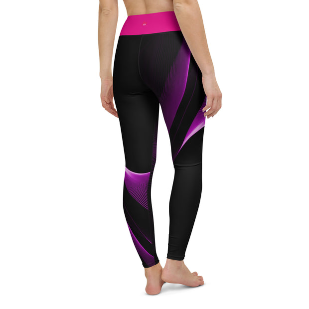 ChatGPT "Pink-Trimmed Elegance: Sleek Black Leggings with a Pop of Pink"