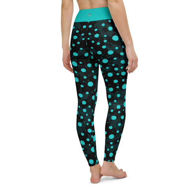 "Glacier Glamour: Sexy Ice Blue Dot-Pattern Leggings"