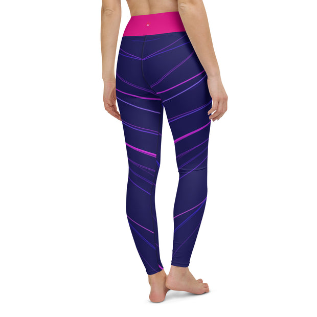 "Ocean & Blossom: Dive into Comfort with Our Vibrant Blue and Pink Leggings"