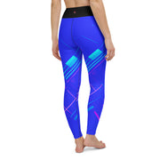 "Linear Blues: Experience Dynamic Style with Striped Blue Leggings"