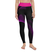 ChatGPT "Pink-Trimmed Elegance: Sleek Black Leggings with a Pop of Pink"