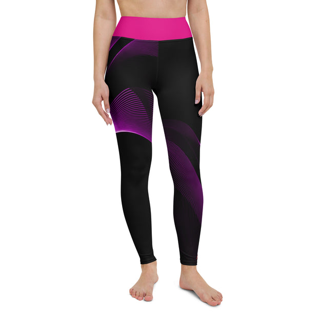 ChatGPT "Pink-Trimmed Elegance: Sleek Black Leggings with a Pop of Pink"