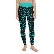 "Glacier Glamour: Sexy Ice Blue Dot-Pattern Leggings"