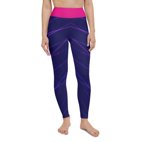 "Ocean & Blossom: Dive into Comfort with Our Vibrant Blue and Pink Leggings"