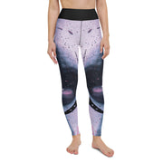 "Abstract Elegance: Dive into the Artistic Blend of Pink, Blue, and Black Leggings"