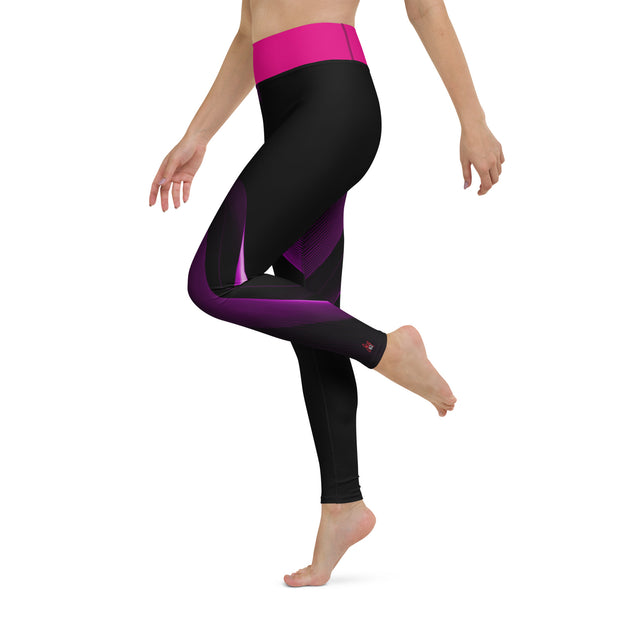 ChatGPT "Pink-Trimmed Elegance: Sleek Black Leggings with a Pop of Pink"