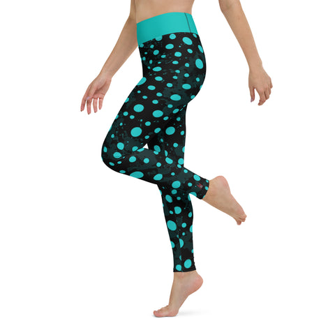 "Glacier Glamour: Sexy Ice Blue Dot-Pattern Leggings"