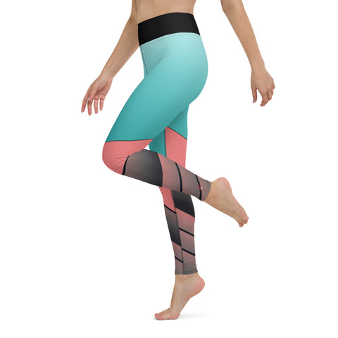 "Tropical Fusion: Dive into the Vibrant Blend of Teal and Orange in Our Leggings"