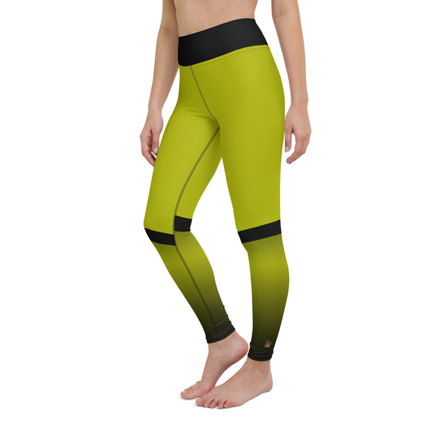 "Emerald Allure: Sultry Green Leggings with Bold Black Highlights"