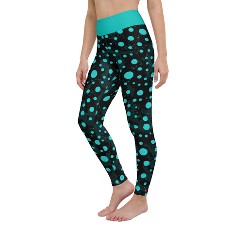 "Glacier Glamour: Sexy Ice Blue Dot-Pattern Leggings"