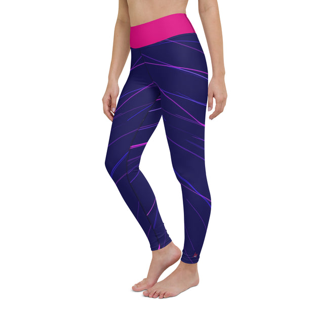 "Ocean & Blossom: Dive into Comfort with Our Vibrant Blue and Pink Leggings"