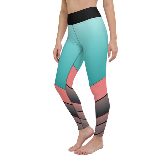 "Tropical Fusion: Dive into the Vibrant Blend of Teal and Orange in Our Leggings"