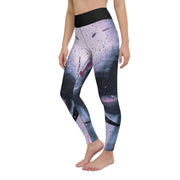 "Abstract Elegance: Dive into the Artistic Blend of Pink, Blue, and Black Leggings"