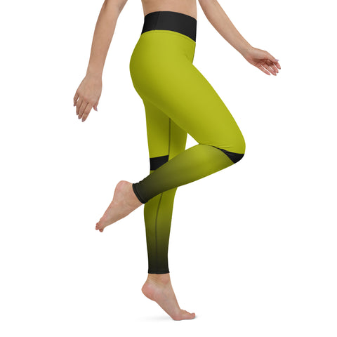 "Emerald Allure: Sultry Green Leggings with Bold Black Highlights"