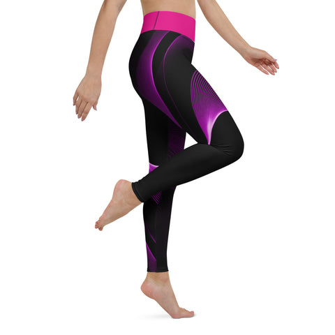 ChatGPT "Pink-Trimmed Elegance: Sleek Black Leggings with a Pop of Pink"