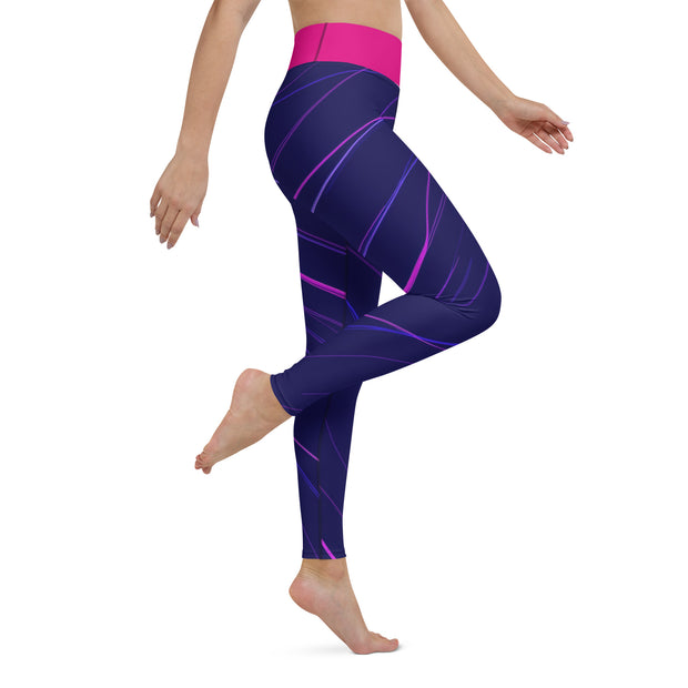 "Ocean & Blossom: Dive into Comfort with Our Vibrant Blue and Pink Leggings"