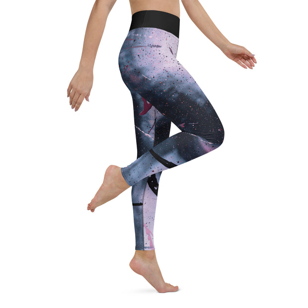 "Abstract Elegance: Dive into the Artistic Blend of Pink, Blue, and Black Leggings"