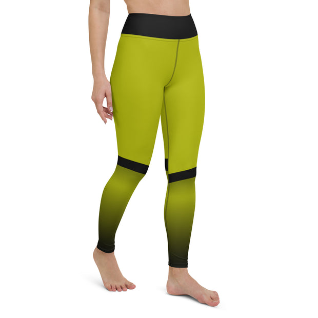 "Emerald Allure: Sultry Green Leggings with Bold Black Highlights"