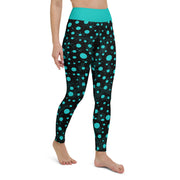 "Glacier Glamour: Sexy Ice Blue Dot-Pattern Leggings"