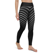 "Sleek Silhouette: Black Leggings with Elegant Line Patterns"