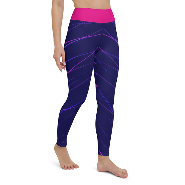 "Ocean & Blossom: Dive into Comfort with Our Vibrant Blue and Pink Leggings"